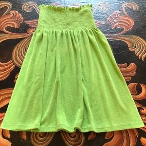 LA BLANCA Strapless Smocked Terry Cloth Dress